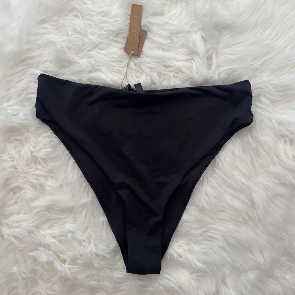 Skims Mid Waist Bikini Bottom Onyx Size Large
